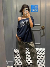 Blue East Cost Off Shoulder Graphic T Shirts