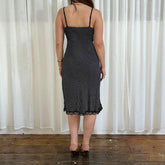 Black Polka Dot Spaghetti Strap V-neck Long Dress