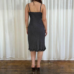 Black Polka Dot Spaghetti Strap V-neck Long Dress