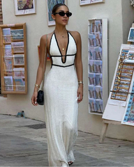 Seona Lace Up Halter Dress