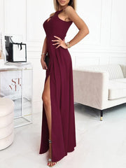 Hanging Neck Solid Long Dress