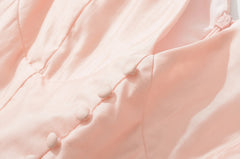 Pink Sleeveless V Neck A-line Midi Dress