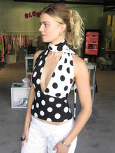 Contrast Polka Dot Cross Scarf Top