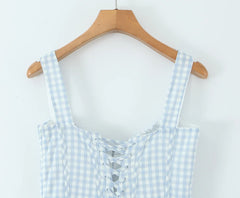 Patchwork Spliced Tie Up Strap Maxi Dress