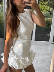 Porcelain Ruffled Hem Dress