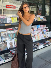 Grey Cami Solid Corset Top