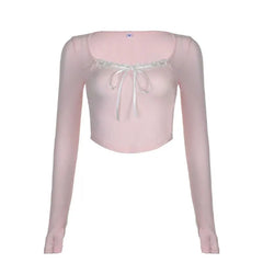 Shailene Bow Lace Trim Top