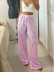 Chic High-Waist Striped Lounge Pants - Elastic Drawstring Detail