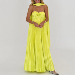 Multi-Color Strapless Maxi Dress - Empire Waist Beach Style