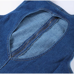 Day Dreaming Denim Heart Backless Jumpsuit