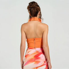 Orange 3D Floral Orchid Top - High Street Regular Fit