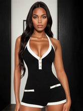 Two Tone Halter Knit Playsuit