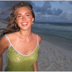 Strap Sequins Knitted Mini Dress