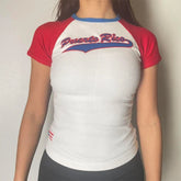 Puerto Rico Letter Graphic Short-sleeved Top - Casual Regular Fi