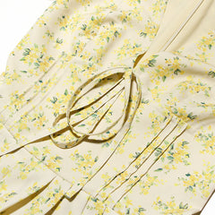 Yellow Floral Puff Sleeve Mini Dress