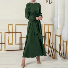 Muslim Solid Islamic Fashion African Dubai Abaya Women's Hijab Long Robe Dress