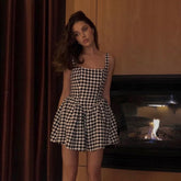 Spaghetti Straps A line Bird Lattice Dress