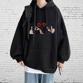 Hot Japanese Anime Print Patchwork Hoodie