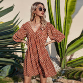 Polka Dot Printed Chiffon Dress