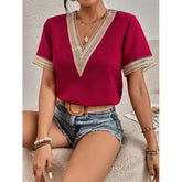 Lace Patchwork Loose Casual T shirt