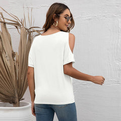 V neck Loose Off Shoulder T shirt