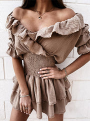 Summer Slash Neck Mini Dress