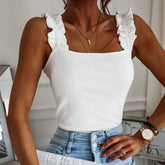 Knit Ribbed Ruffles Cami Top