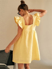 Backless Ruffle Cute Mini Dress