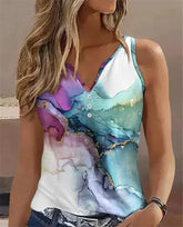 V Neck Sleeveless Pullover Top for