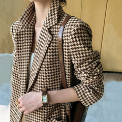 Long Sleeve Plaid Blazer