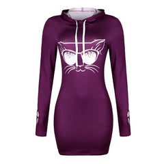 Plus Size Harajuku Cat Printed Hoodies