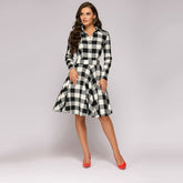 Vintage Plaid Printed A line Party Dress