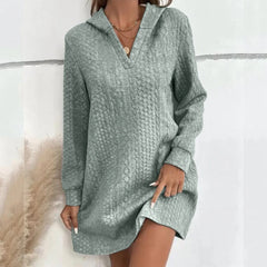 Basic Hooded Daily Going Out Fashion Solid Long Sleeve Casual 's Dress