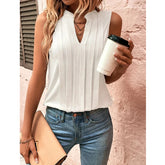 Elegant Ruffled Sleeveless V Neck Tank Top
