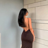 Halter Neck Backless Club Midi Dress