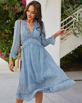 Spring And Summer Popular V neck Simple Printed Dress