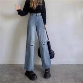 Plus Size High Waisted Loose Jeans Wide Leg Pants