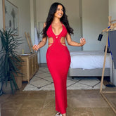 Hip Wrap Pure Hollow Slim Streetwear Midi Dresses