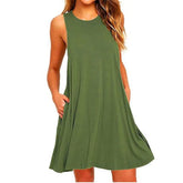 Women's Summer Casual Swing T Shirt Beach Midi Dresses