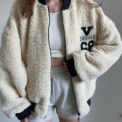 Y2k Green Print Fashion Baseball Jacket