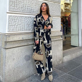 Casual Retro Print Shirt and Pants Set