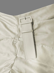 Long Sleeves Loose No Belt Solid Color Notched Collar Maxi Dresses