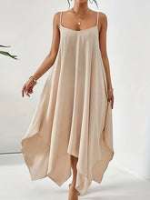 Asymmetric Solid Color Loose Sleeveless Spaghetti-Neck Maxi Dresses
