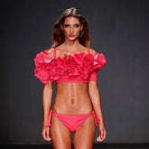 Off Shoulder 3D Flower Lace up Bikini Swimsuit(Shipped on Jan 13th)