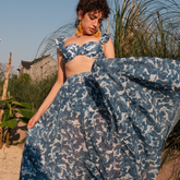 Flaxmaker Blue Dragonfly Printed Swimsuit and Skirt