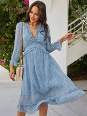 V-Neck Simple Print Dress