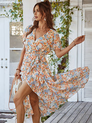 Bohemia A-Line Floral V-Neck Dress