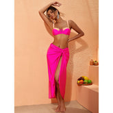 Strappy Color Block Bikini Swimsuit and Sarong Flaxmaker