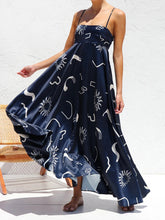 Printed Split-Joint Loose Sleeveless Spaghetti-Neck Maxi Dresses