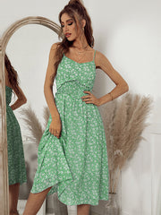 Spaghetti Floral Empire Midi Dress